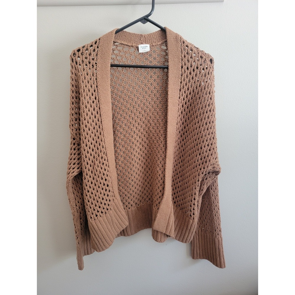 Abercrombie & Fitch Wmn Small Brown Cotton Cardigan Sweater Boho Witchy Beach